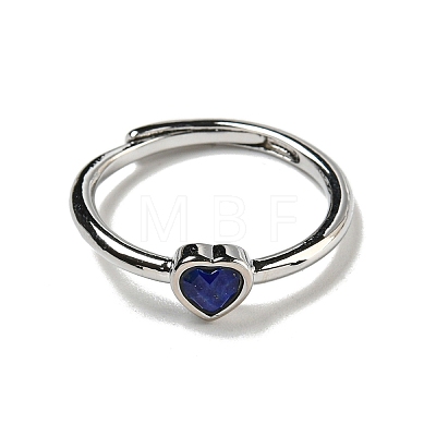 Heart Natural Lapis Lazuli Adjustable Rings RJEW-Q818-02P-03-1