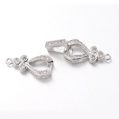 Brass Micro Pave Cubic Zirconia Fold Over Clasps ZIRC-F013-01-FF-1