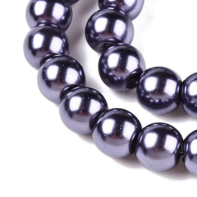 Baking Paint Pearlized Glass Pearl Round Bead Strands X-HY-Q330-8mm-73-1