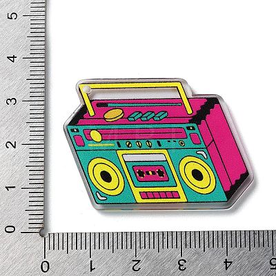 Transparent Radio Acrylic Pendants X-OACR-G026-01B-1