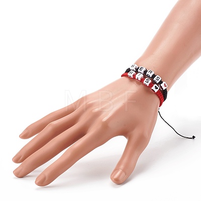Valentine's Day Adjustable Nylon Thread Braided Bead Bracelets Sets BJEW-JB06238-1