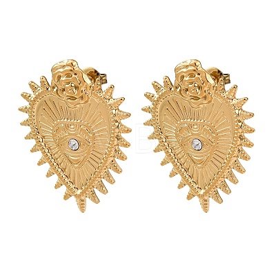 Valentine's Day 304 Stainless Steel Rhinestone Stud Earrings for Women LS-EJEW-L315-02G-1
