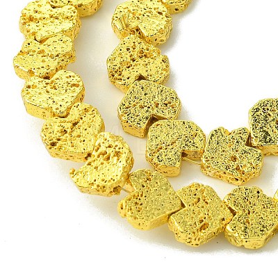 Electroplated Natural Lava Rock Beads Strands G-H303-A09-G01-1