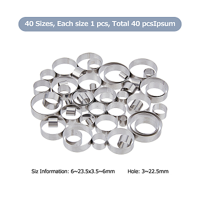 40Pcs 40 Styles 201 Stainless Steel Guides Ring FIND-FH00006-87-1