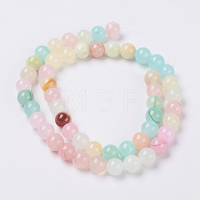 Natural Colorful Green Jade Beads Strands G-G757-01-12mm-1