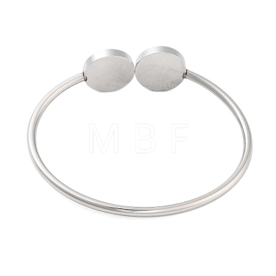 304 Stainless Steel Blank Bangle Bases with Flat Round Tray STAS-G337-01P-1