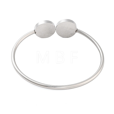 Tarnish Resistant 304 Stainless Steel Blank Bangle Bases with Flat Round Tray STAS-G337-01P-1