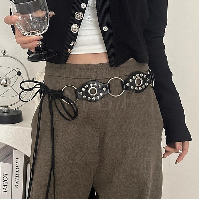 Alloy with Imitation Leather Eye Link Knot Tie Chain Belts for Women FS-WG2C858-01-1