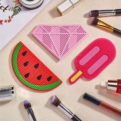 3Pcs 3 Style Silicone Makeup Cleaning Brush Scrubber Mat Portable Washing Tool AJEW-SZ0002-15-1