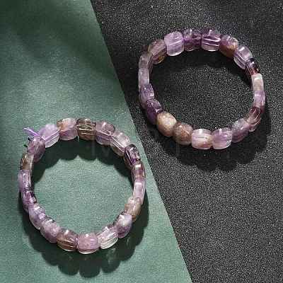 Natural Amethyst Beaded Stretch Bracelets for Women Men BJEW-M049-11C-1