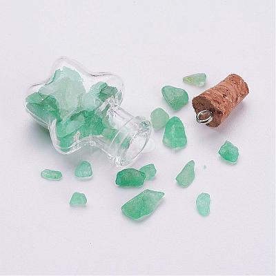 Clear Glass Bottle Natural & Synthetic Mixed Stone Pendant Decorations PALLOY-JF00294-1