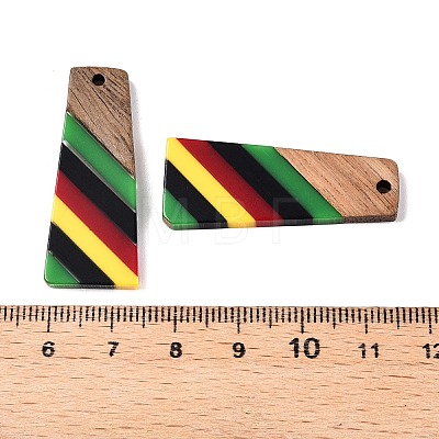 Jamaican Colour Epoxy Resin & Walnut Wood Pendants RESI-N039-122M-1