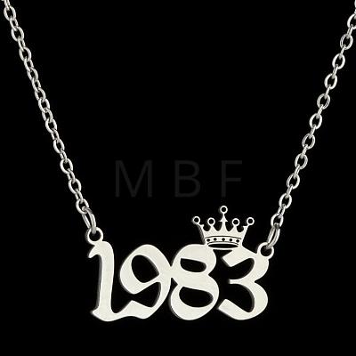 Crown Birth Year 201 Stainless Steel Pendant Necklaces for Women FS-WG4E8F2-44-1