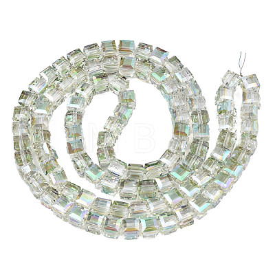 Electroplate Transparent Glass Beads Strands EGLA-N002-28-C02-1