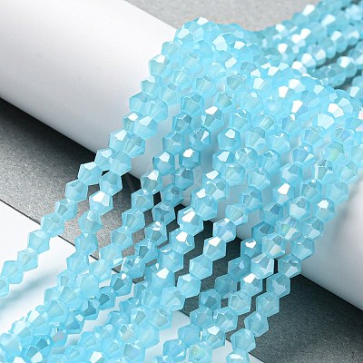 Imitation Jade Electroplate Glass Beads Strands GLAA-F029-J4mm-A03-1