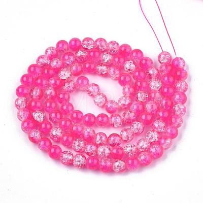 Spray Painted Crackle Glass Beads Strands CCG-Q002-10mm-09-1