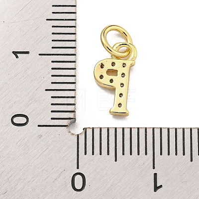 Initial Letter Brass with Cubic Zirconia Charms KK-Q814-26P-G-1