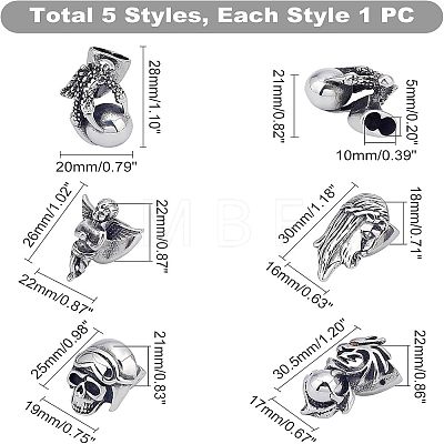 Unicraftale 5Pcs 5 Style 304 Stainless Steel Hook Clasps STAS-UN0021-98AS-1