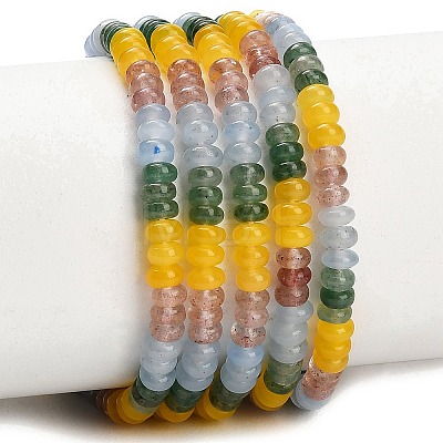 Gradient Color Natural Dyed White Jade & Green Strawberry Quartz & Strawberry Quartz Beads Strands GG-CBA1E0E-01B-1
