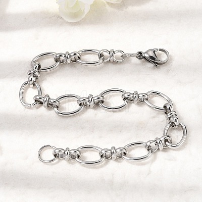 201 Stainless Steel Oval Link Chain Bracelets for Men STAS-T077-05P-1