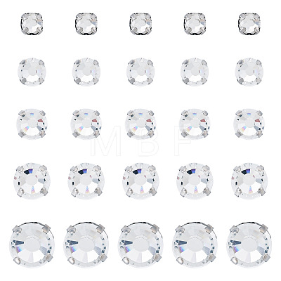 100Pcs 5 Styles Flat Round Sew on Rhinestone KK-TA0008-97-1