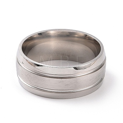 201 Stainless Steel Double Grooved Finger Ring for Women RJEW-I089-01P-1