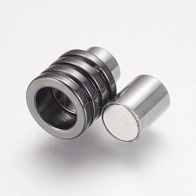 304 Stainless Steel Magnetic Clasps with Glue-in Ends STAS-F124-01B-1