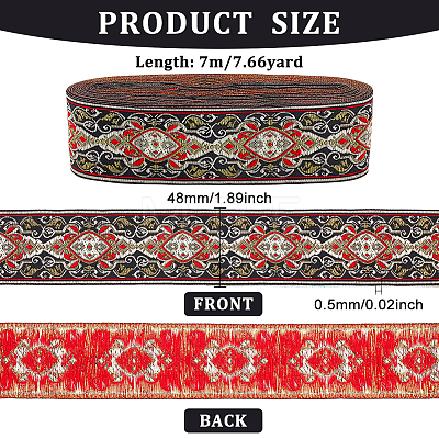 Ethnic Style Embroidery Polyester Ribbons OCOR-WH0070-04D-1