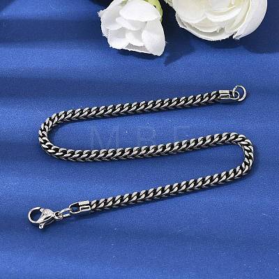 304 Stainless Steel Curb Chian Bracelets for Women Men BJEW-K240-12B-AS-1