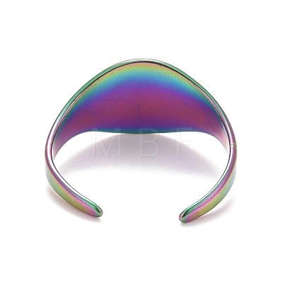 Ion Plating(IP) Rainbow Color 304 Stainless Steel Oval Chunky Open Cuff Ring for Women RJEW-C025-14M-1