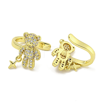 Brass Micro Pave Cubic Zirconia Cuff Earrings EJEW-C104-060G-1