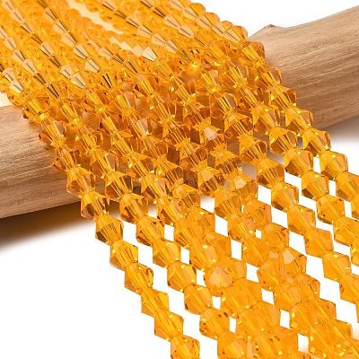 Orange Glass Bicone Beads Strands X-GLAA-S026-6mm-12-1