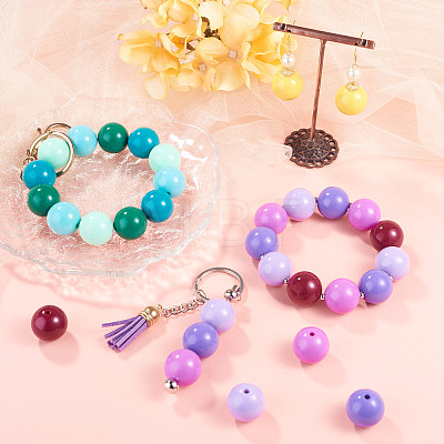 40Pcs 4 Colors Opaque Acrylic Beads MACR-TA0002-97B-1