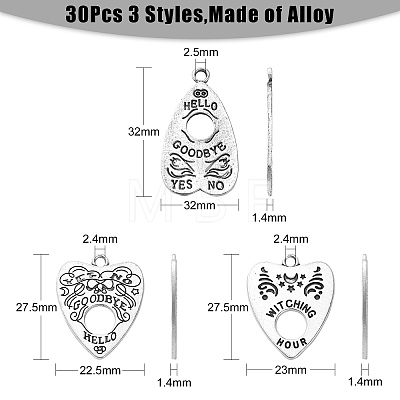 30Pcs 3 Styles Tibetan Style Alloy Pendants TIBEP-CJ0003-12-1