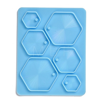 Hexagon Shape Holographic Pendant DIY Silicone Mold DIY-K063-09-1