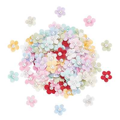 Fingerinspire 100Pcs 10 Colors Flower Polyester Ornament Accessories DIY-FG0005-33-1