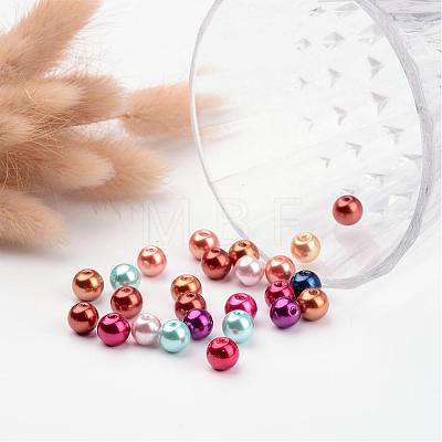Mixed Glass Pearl Round Beads X-HYC003-1