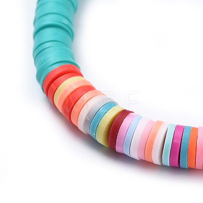 Handmade Polymer Clay Heishi Beaded Necklaces NJEW-JN02448-04-1