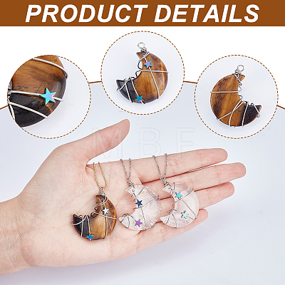 6Pcs 6 Styles Natural & Synthetic Gemstone Copper Wire Pendants G-CA0001-56-1