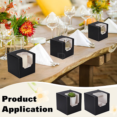 Cube Paper Cupcake Storage Boxes with Visible Window BAKE-WH0002-002C-1