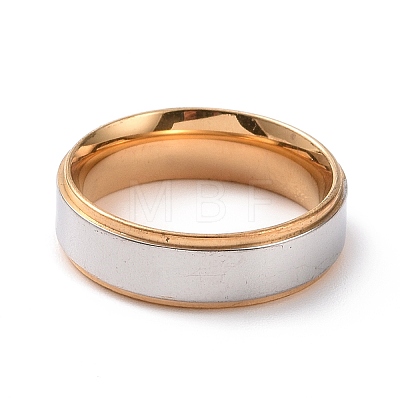 Two Tone 201 Stainless Steel Plain Band Ring for Women RJEW-I089-21GP-1