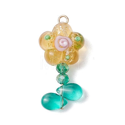 Flower Glass Pendants PALLOY-TA00144-1