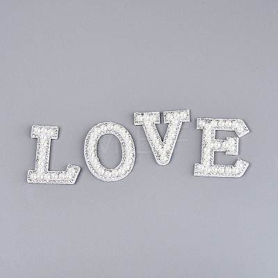 26Pcs ABS Plastic Imitation Pearl & Rhinestone & Cloth Letter Cabochons PATC-T001-01A-1