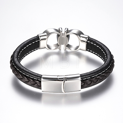 Men's Braided Leather Cord Bracelets BJEW-H559-15G-1