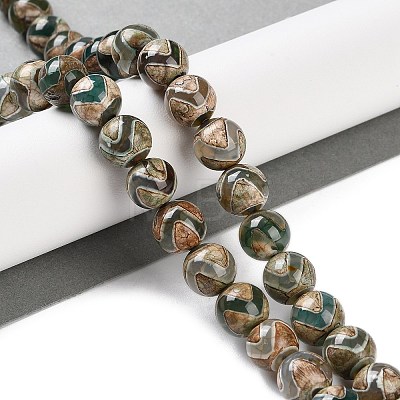 Natural Tibetan Wave Pattern dZi Agate Beads Strands G-B084-A01-01-1