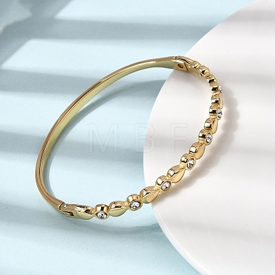 304 Stainless Steel Rhinestone Hinged Bangles for Women BJEW-B168-03A-G-1