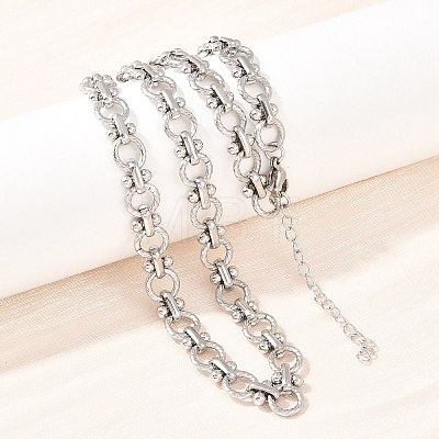 8MM 304 Stainless Steel Twisted Ring Link Chain Necklaces NJEW-Z105-04P-02-1