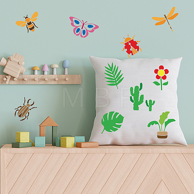 US 1 Set Insect Plant PET Hollow Out Drawing Painting Stencils DIY-MA0001-73A-1