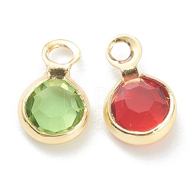 Faceted Glass Charms KK-F826-05G-1