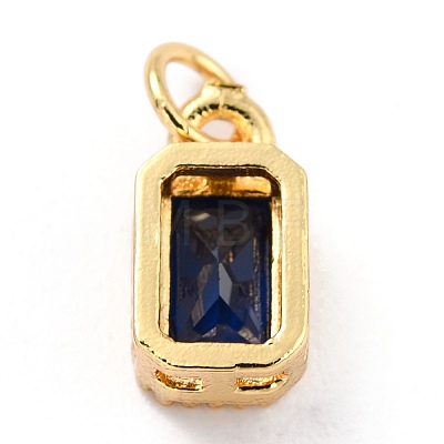 Real 18K Gold Plated Brass Inlaid Cubic Zirconia Charms ZIRC-L100-075G-05-1